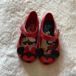 Used mini Melissa red disney shoes size 8